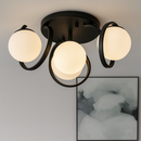 Люстра чорна стельова з 4 білими матовими плафонами D-40 cm E27x4 Black Swirl Bollo 251188-100006716