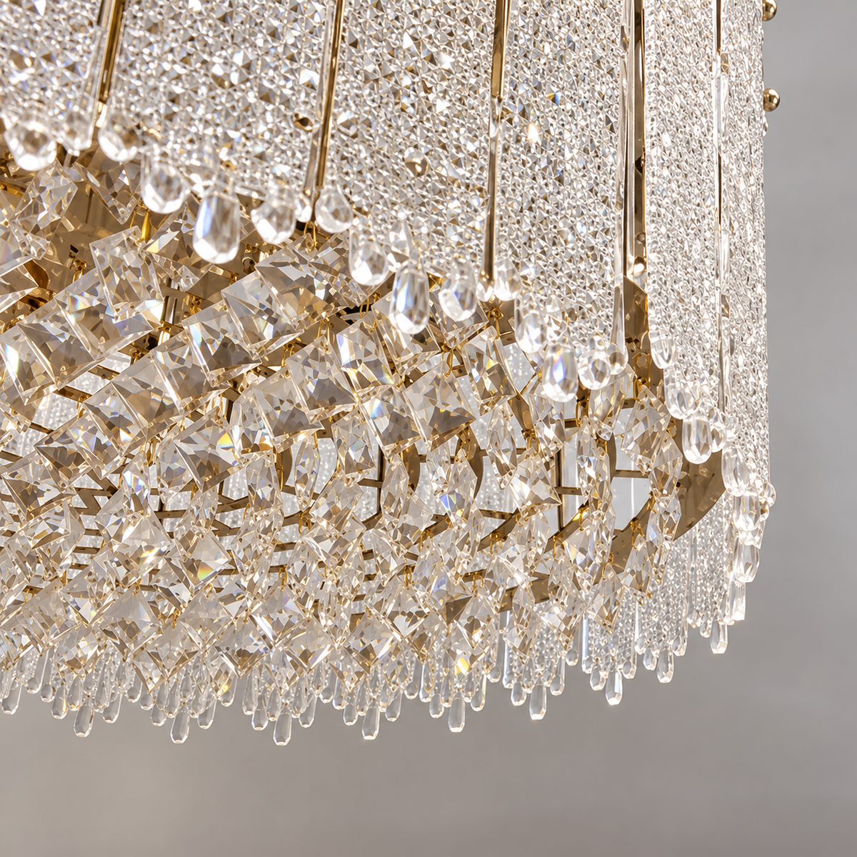 Люстра підвісна золота з кришталевим плафоном D - 57 cm Led 90W + E14 x 8 Gold Crystal Fairy 260935-100009031