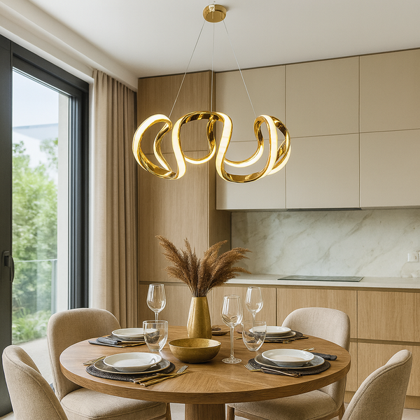 Люстра золота підвісна D-50 cm Led 80W Gold Curves Circle 251188-100006714