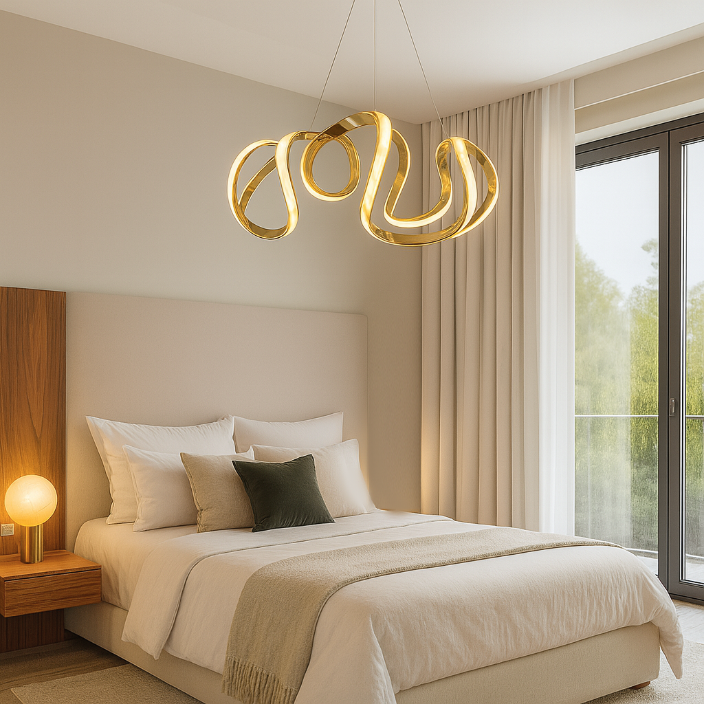 Люстра золота підвісна D-50 cm Led 80W Gold Curves Circle 251188-100006714