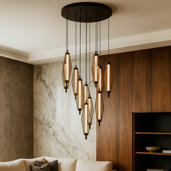 Люстра чорна з декоративними підвісами Led 45W Black Pendant elipse 250931-100006133