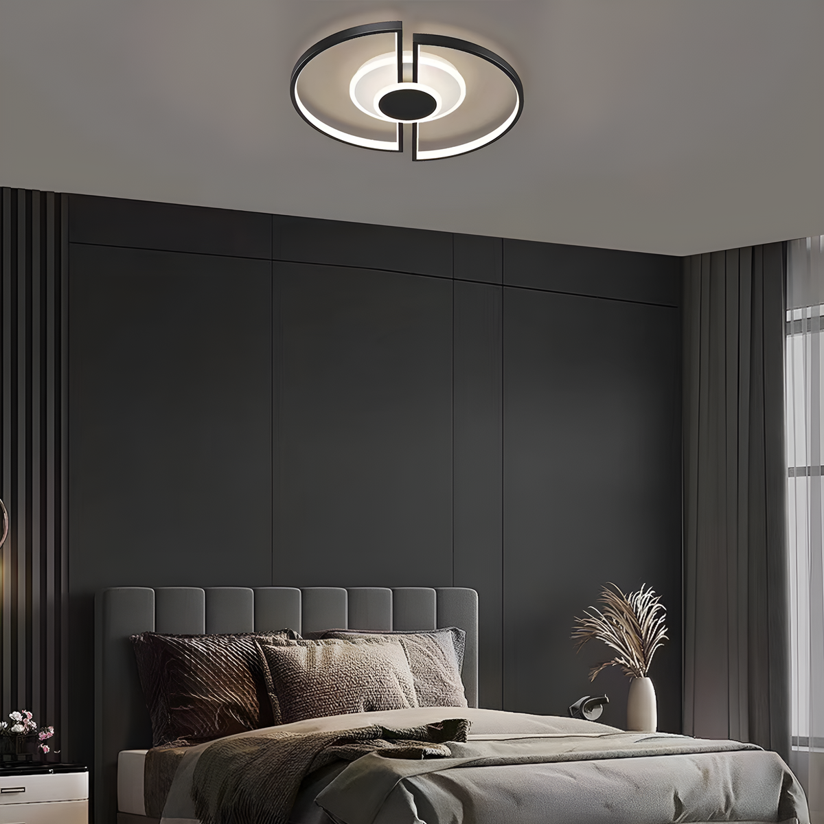 Стельовий світлодіодний світильник з пультом Geometry Black + White 64W LED 250431-100004653