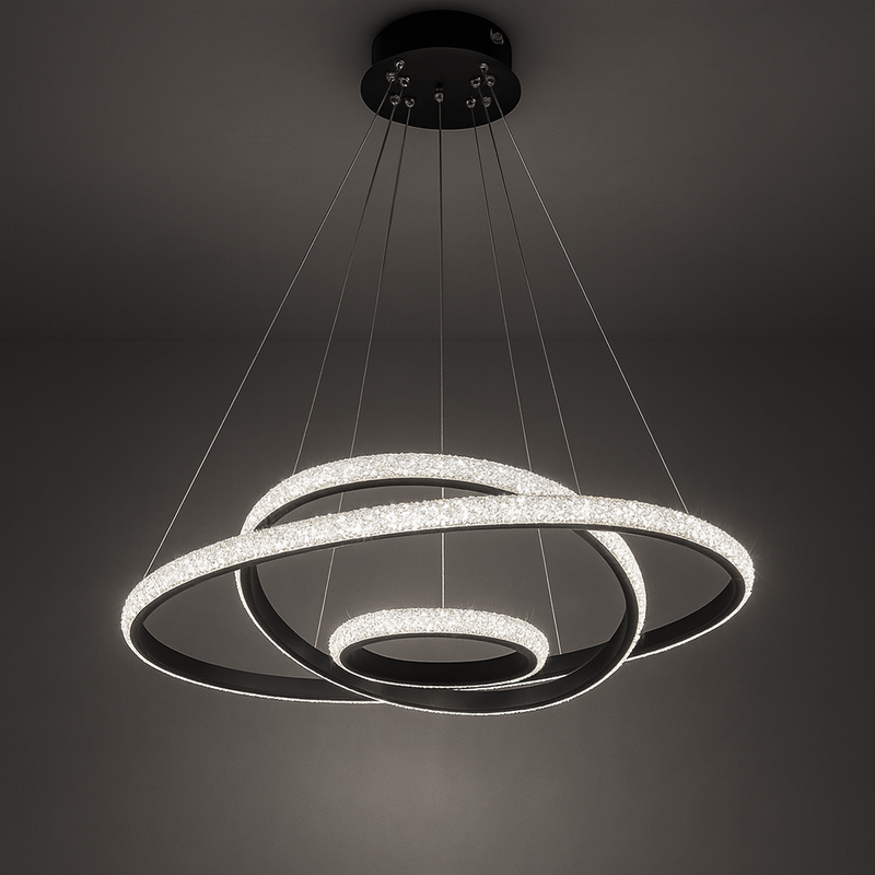 Люстра чорна підвісна на 3 кільця 60+40+20 cm Led 120W Black Trio Circles 251188-100006713