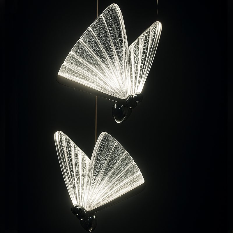 Люстра підвісна хромована з 4 метеликами Butterflies Chrome D-28 cm Led 24W 251158-100006492