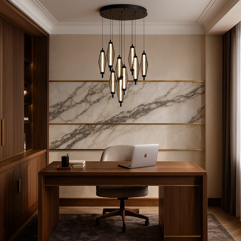 Люстра чорна з декоративними підвісами Led 45W Black Pendant elipse 250931-100006133