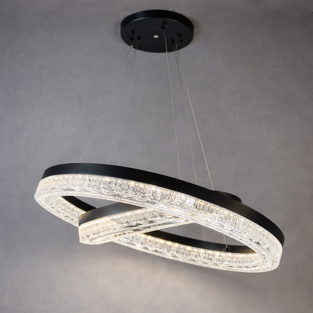 Люстра чорна підвісна D-60+40 cm Led 150W Black Ice 260488-100007789