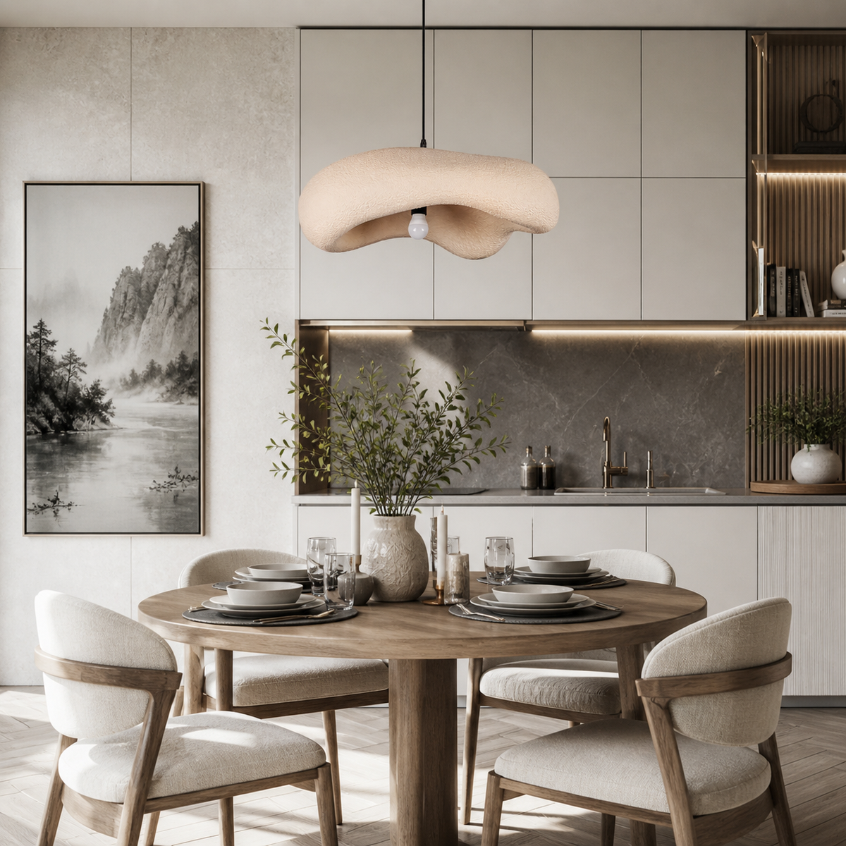 Підвісний світильник бежевий L - 60 cm H - 22 cm E27 Beige Wabi Sabi 260531-100007902