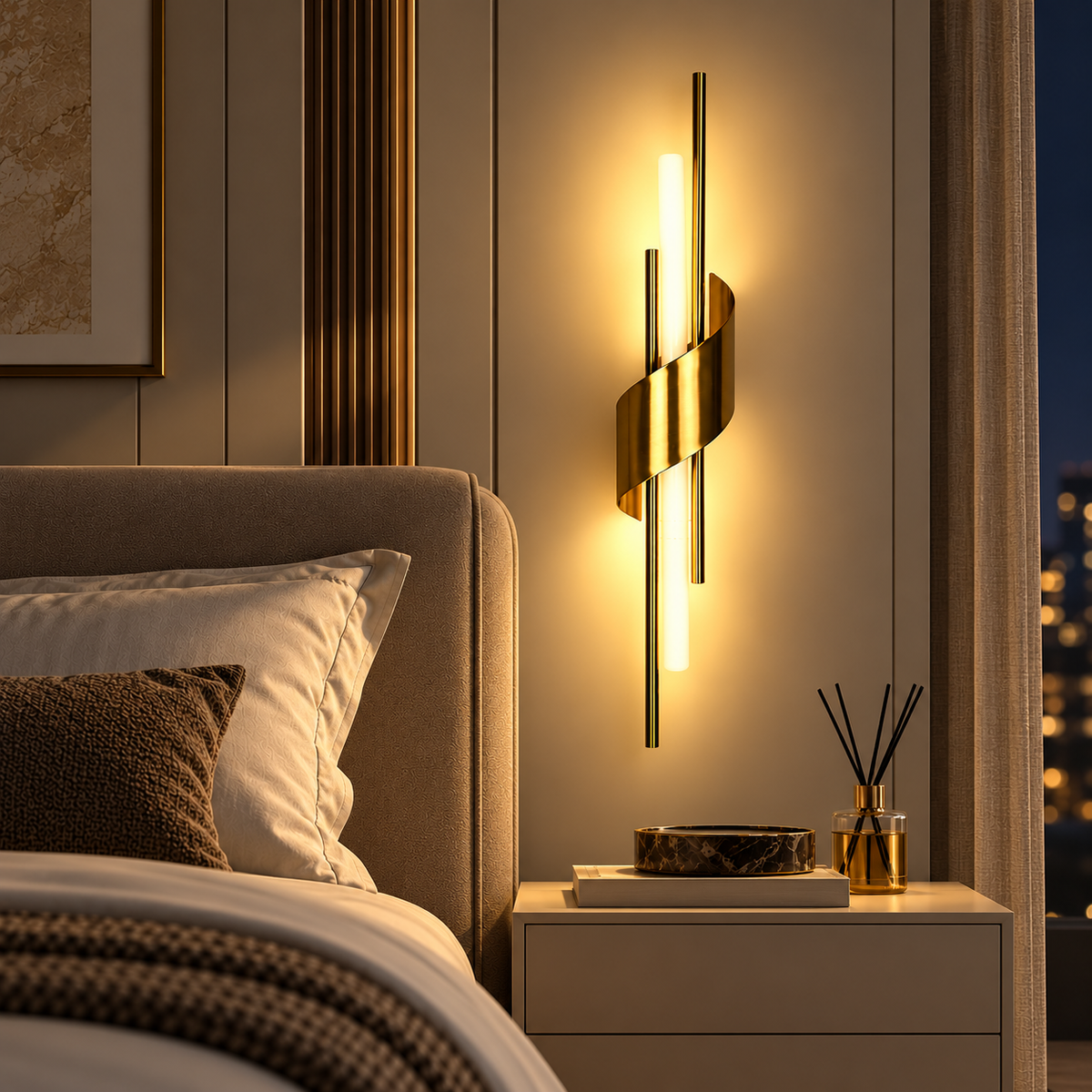 Настінний світильник золотий L-60 cm Led 6W 3000K-6000K Gold Curl 261018-100009125