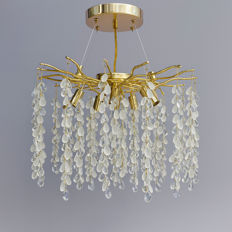 Люстра золота з кришталевими краплинами D-45 cm E14x6 Gold Crystal Drops 251153-100006741
