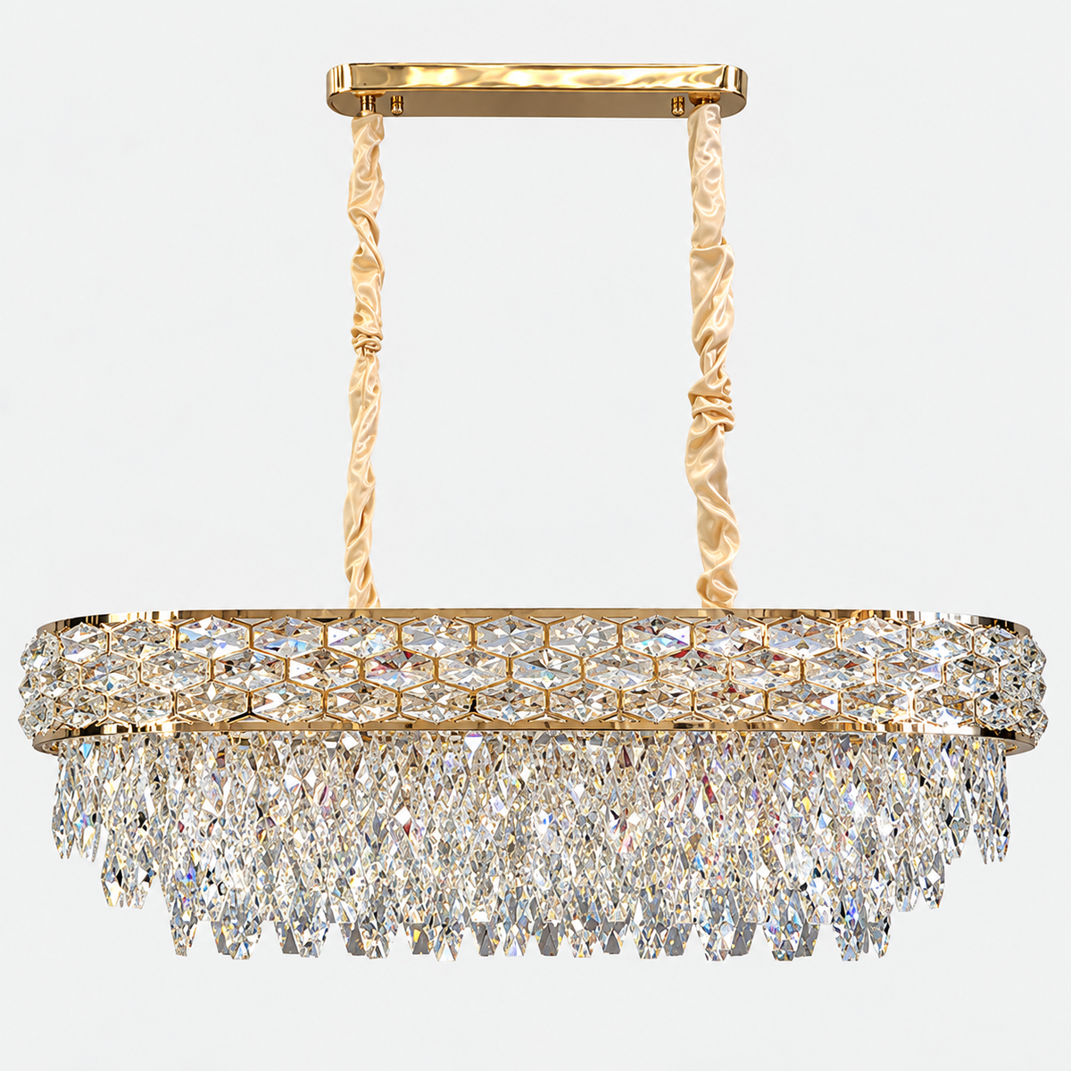 Люстра видовжена золота з кришталевим плафоном L - 79 cm E14 x 10 Gold Crystal Coliseum 260935-100009037