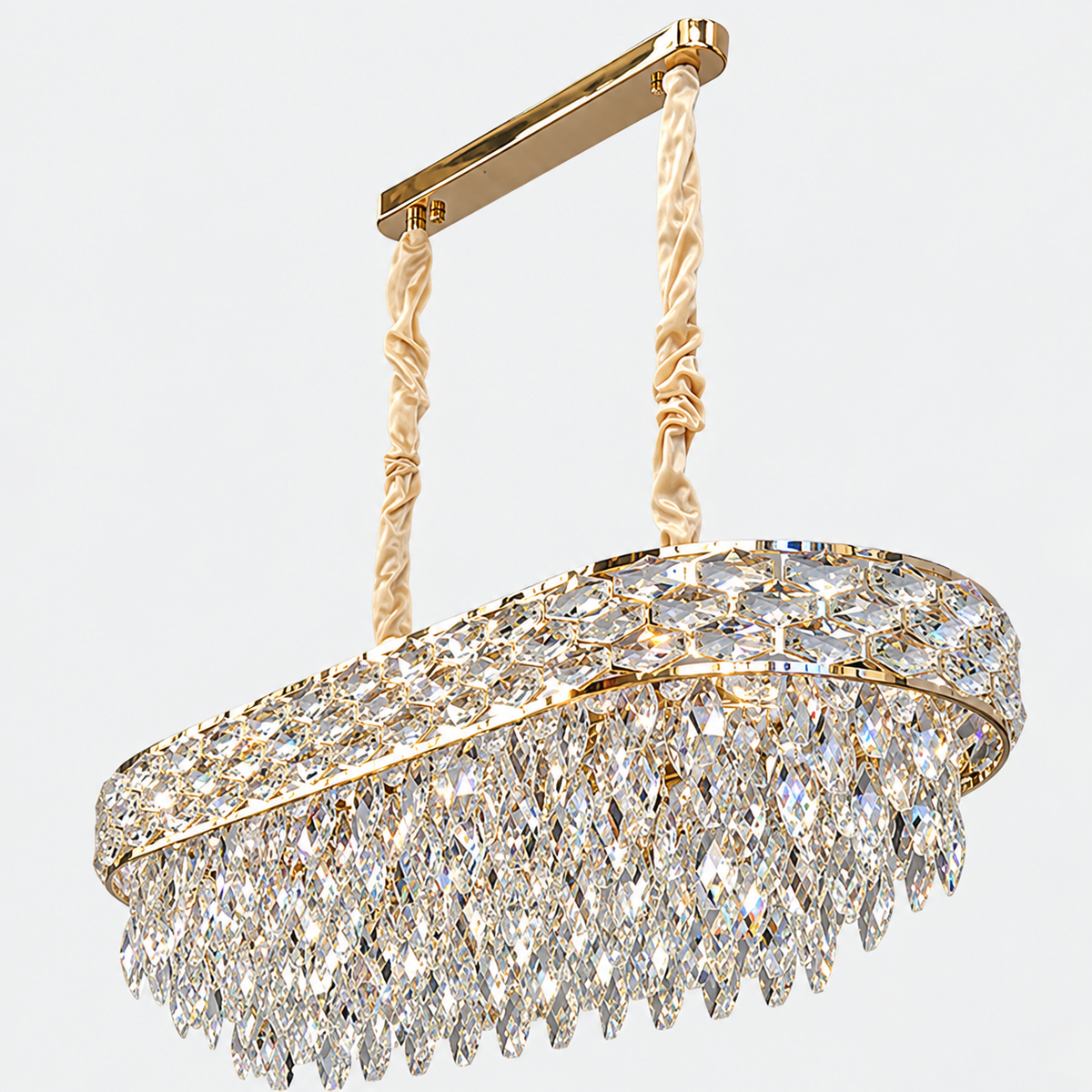Люстра видовжена золота з кришталевим плафоном L - 79 cm E14 x 10 Gold Crystal Coliseum 260935-100009037