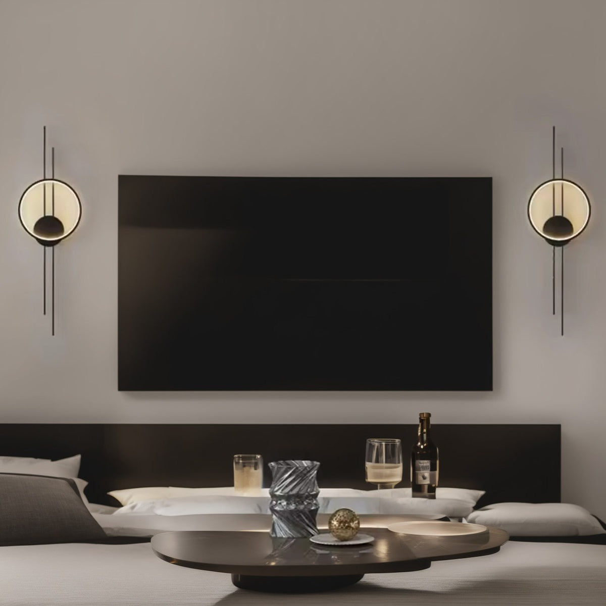 Настінний світильник чорний H-60 cm Led 18W Black Trinity ring 260622-100008155