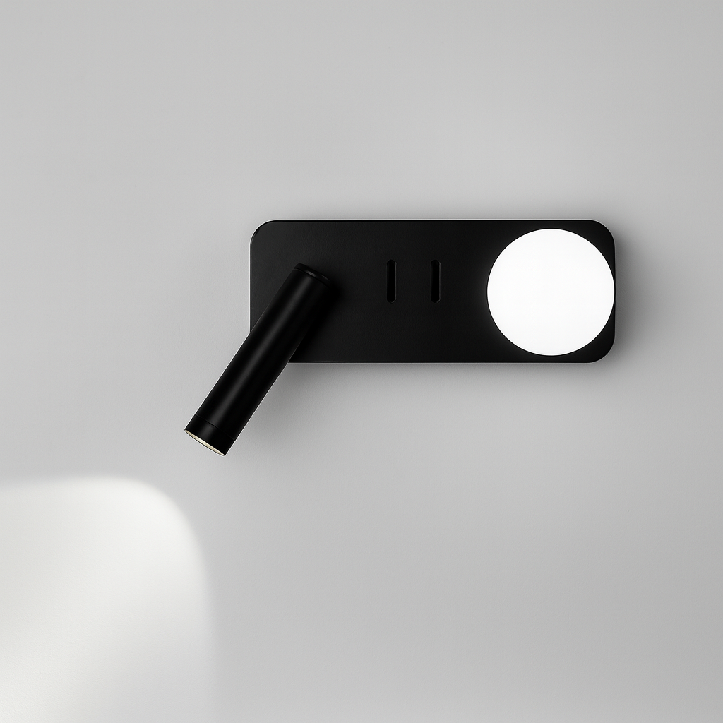Настінний світильник чорний зі спотом та вимикачем лівий L-20 cm Led 4,9W Black Tube Bollo 250818-100005775
