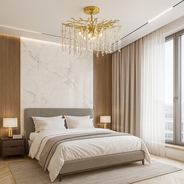 Люстра золота з кришталевими краплинами D-48 cm E14x6 Gold Crystal Drops 251153-100006738