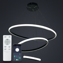 Підвісна чорна люстра з пультом D-60 cm Led 75W Black+White Rings 251174-100006744