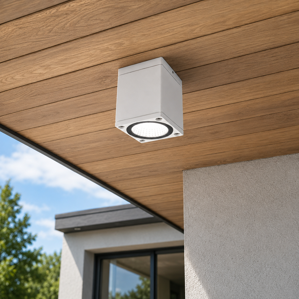 Стельовий квадратний точковий вуличний світильник білий H-11 cm Led 10W IP54 3000K White Mira 260619-100008170