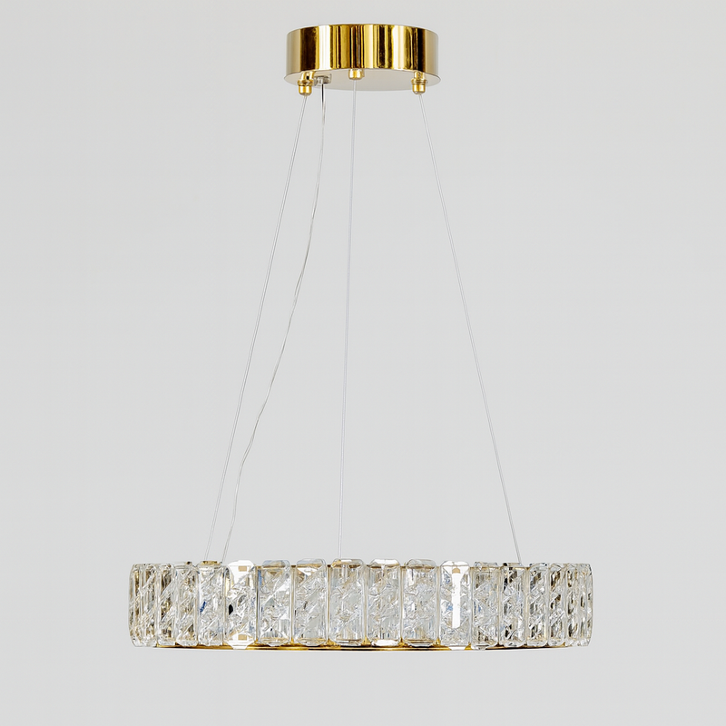 Люстра золота кільцева з кришталевим плафоном з візерунком D-50 cm / D-60 cm  Led 59W / 69W Gold Crystal Lattice Nice 251235-100006778