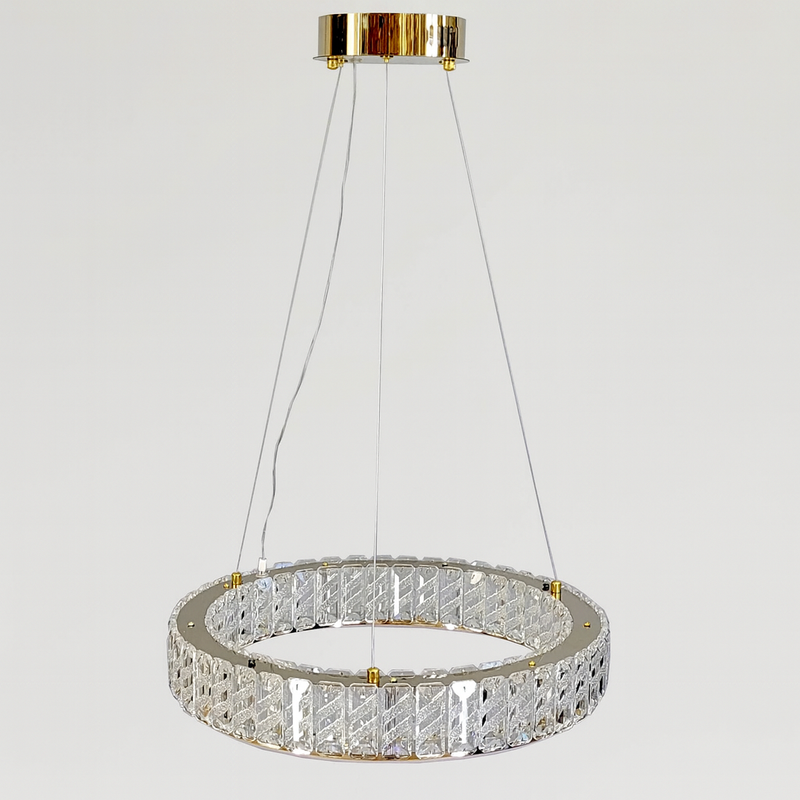Люстра золота кільцева з кришталевим плафоном з візерунком D-50 cm / D-60 cm  Led 59W / 69W Gold Crystal Lattice Nice 251235-100006778