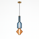 Світильник золотий підвісний з декоративним плафоном H-55 cm Led 8W Gold Beige clear+blue Colour 250931-100006139