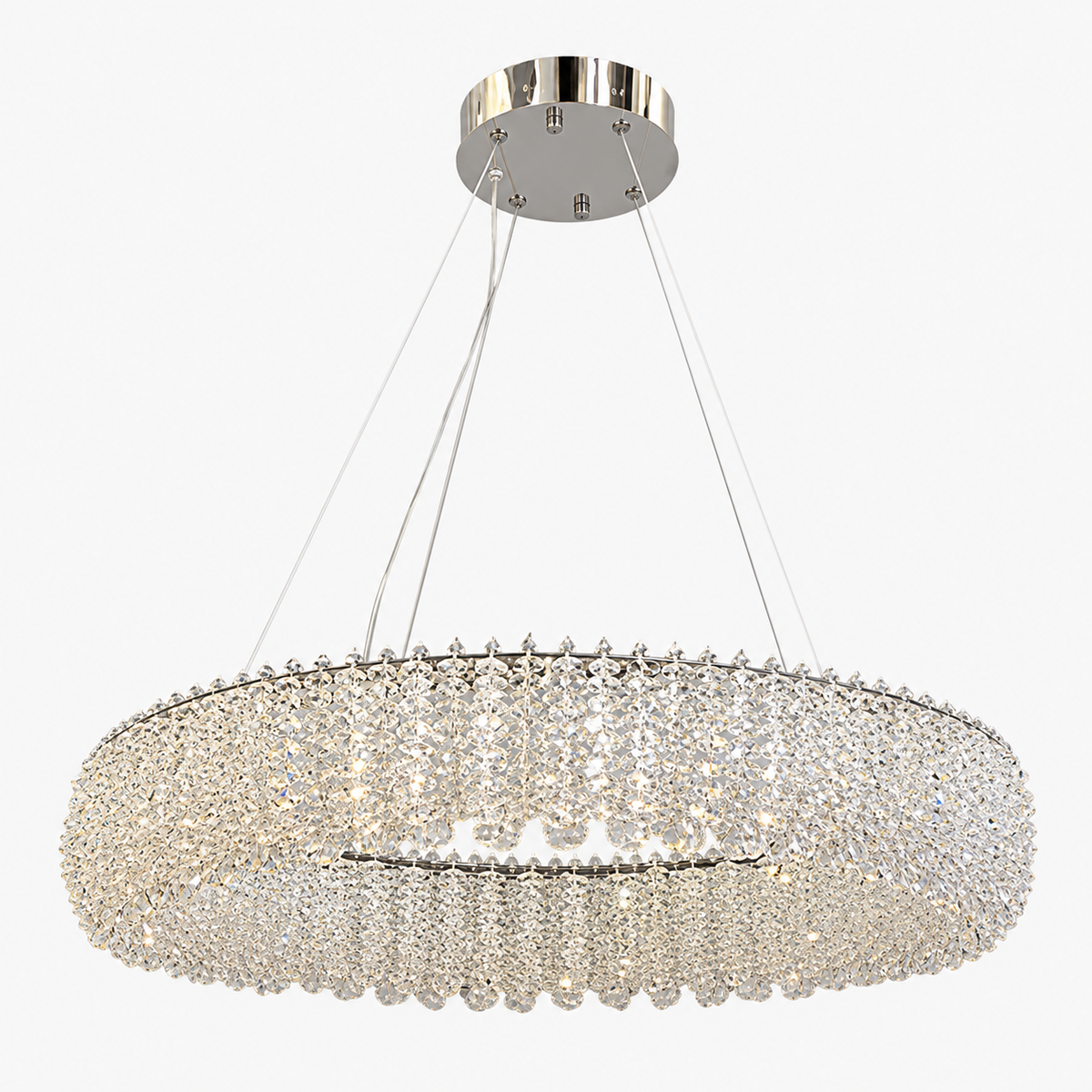 Люстри срібні підвісні D - 50 cm / 60 cm / 80 cm Led 65W / 75W / 103W Chrome Win Crystal 260935-100009042