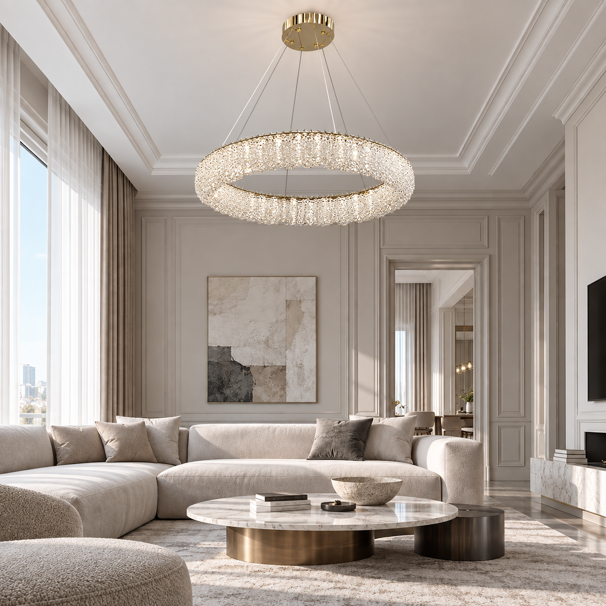 Люстри золоті підвісні D - 60 cm / 80 cm Led 75W / 103W Gold Win Crystal 260935-100009043