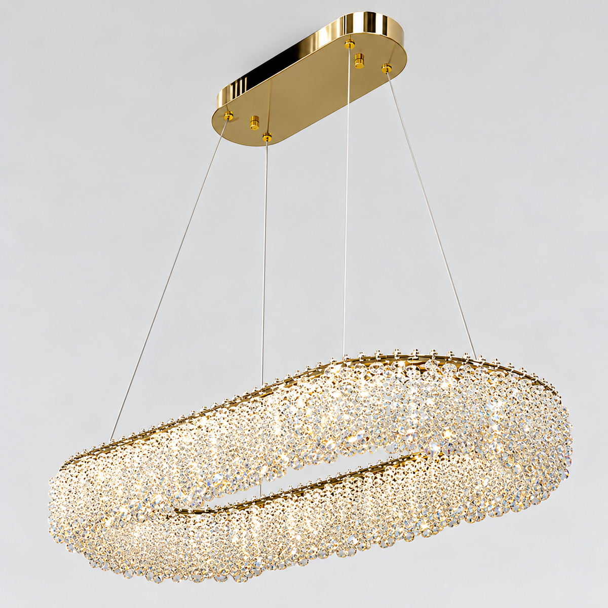 Люстра золота видовжена з кришталевим плафоном  L - 80,5 cm Led 80W Gold Win Crystal 260935-100009044