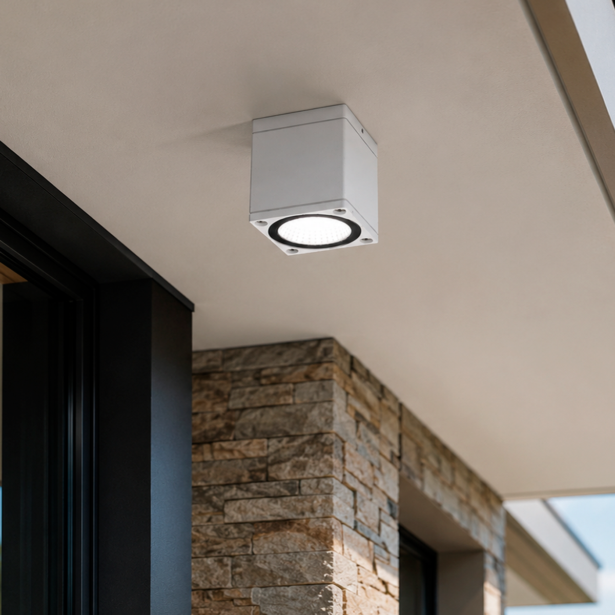 Стельовий квадратний точковий вуличний світильник білий H-11 cm Led 10W IP54 3000K White Mira 260619-100008170