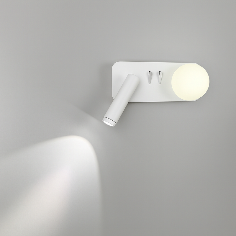 Настінний світильник білий зі спотом лівий L-27 cm Led 4,9W White Tube Bollo 250818-100005776