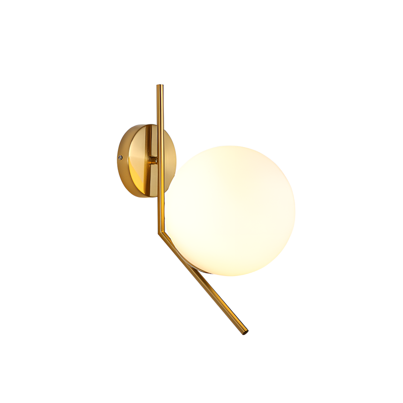 Настінний світильник золотий з білим плафоном D-20 cm H-33 cm E27 Gold+White Faro Bollo 250719-100005575