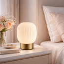 Лампа настільна золота з білим ребристим плафоном H-14,2 cm Led 1,8W White Stripes Bulb 260240-100007500