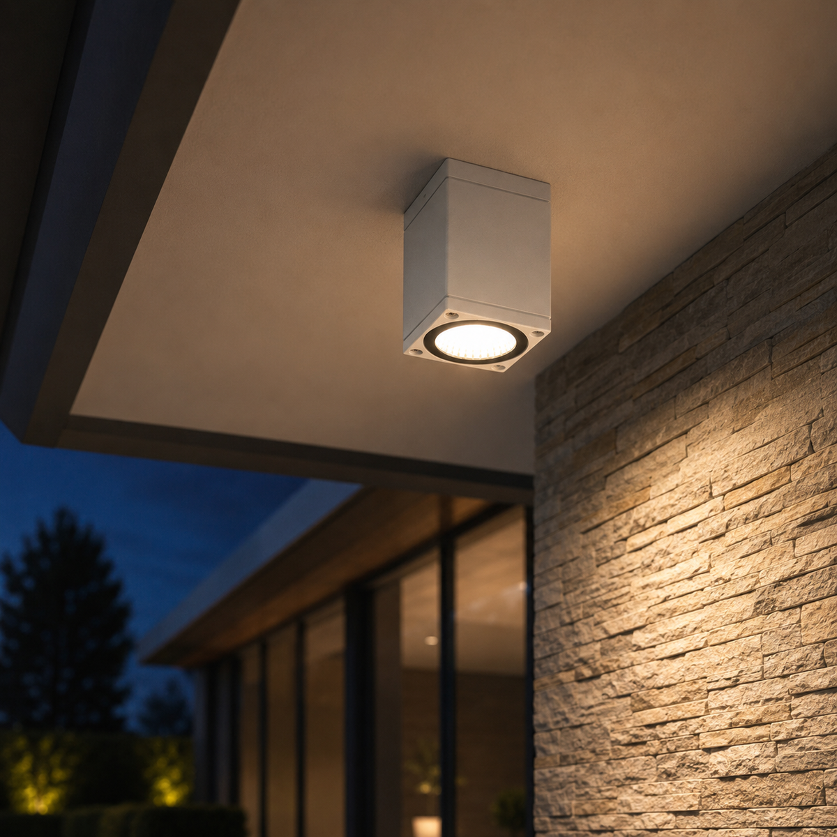 Стельовий квадратний точковий вуличний світильник білий H-11 cm Led 10W IP54 3000K White Mira 260619-100008170