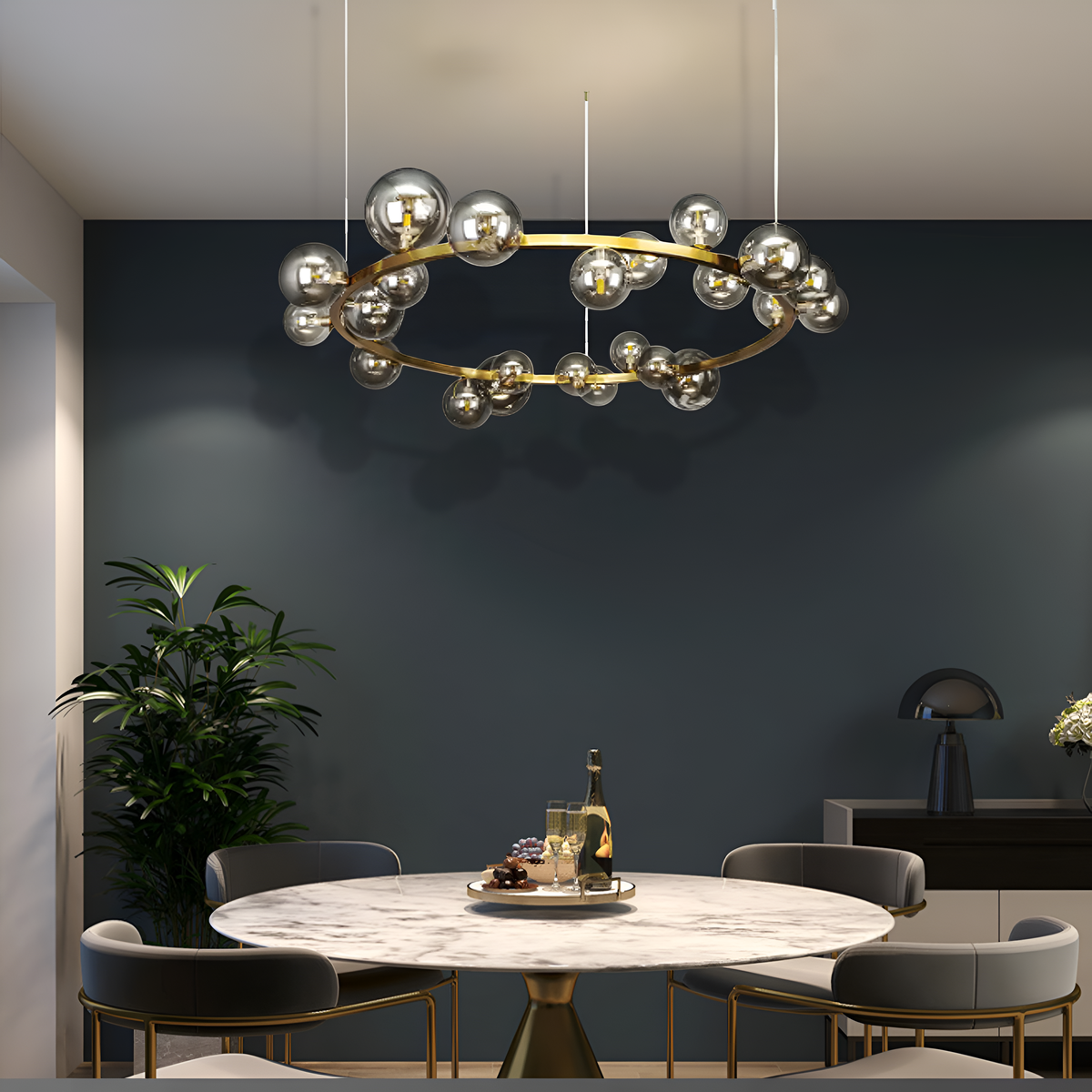 Люстра золота відтінку латунь  Bubbles D-115 cm G9 Gold + Black 250431-100004585
