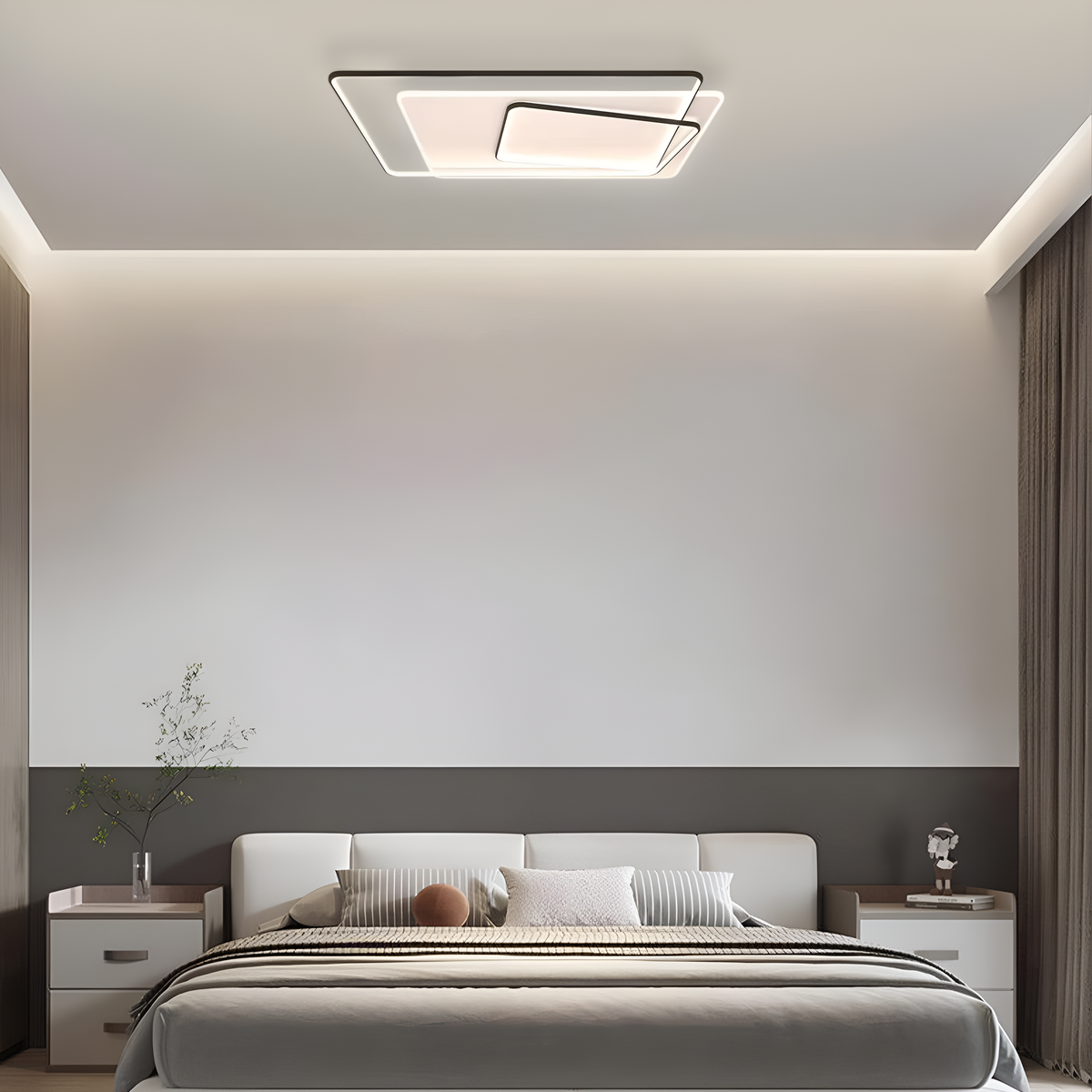 Стельовий світлодіодний світильник з пультом Geometry White + Black 70W LED 250431-100004655