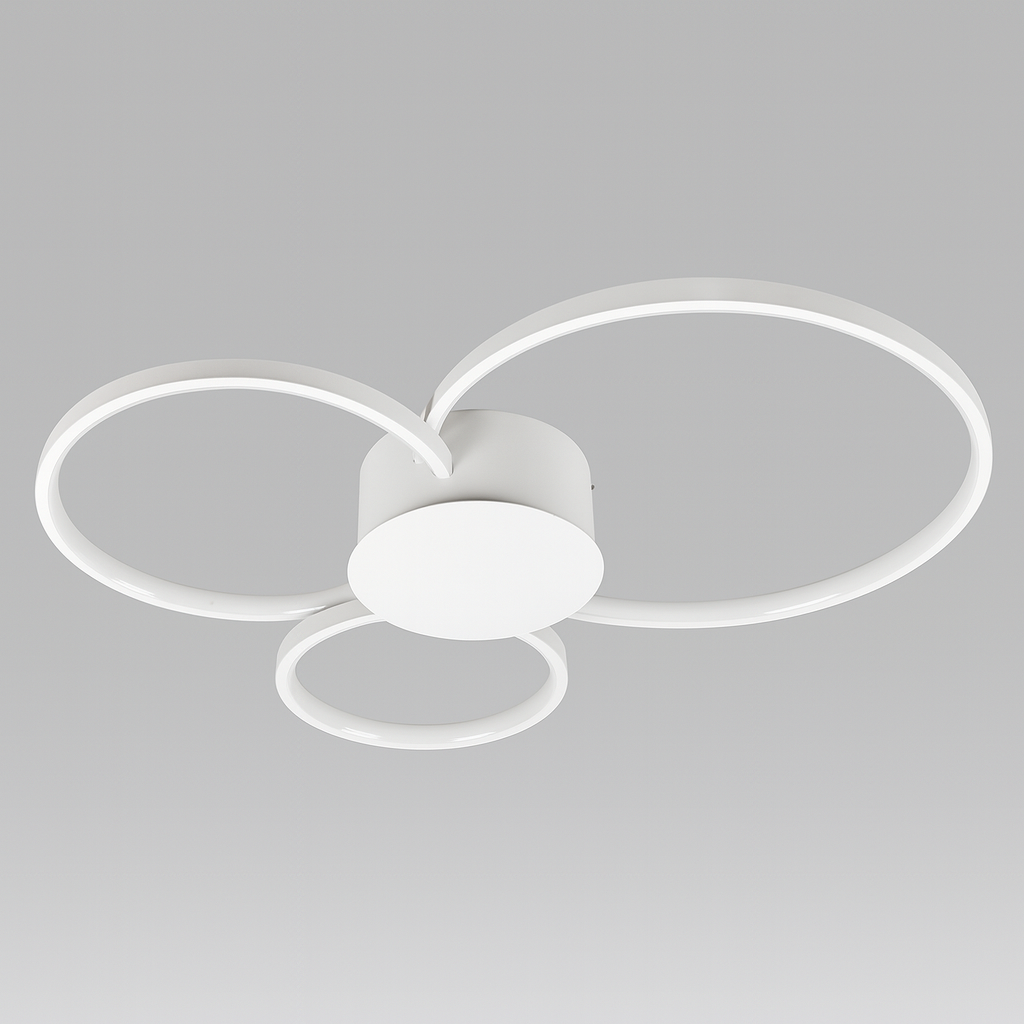 Люстра біла стельова світлодіодна Потрійне коло з пультом L-58 cm H-7 cm Led White Trio Rings 250731-100005460