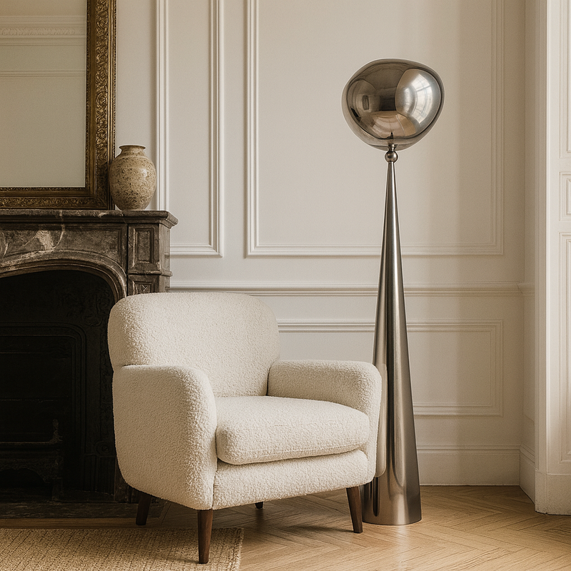 Торшер хромований з плафоном органічної форми H-155 cm E27 Chrome Melt plazma floor lamp 250931-100006058