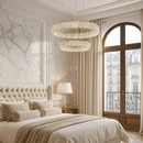 Люстра золота подвійна кільцева з кришталевим плафоном з візерунком 60+40 cm / 80+50 cm Gold Double Crystal Lattice Nice 251235-100006781