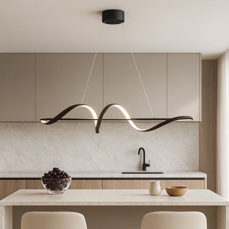 Люстра чорна видовжена L- 120 cm W-20 cm Led 115W Black Line Wave 251088-100006355