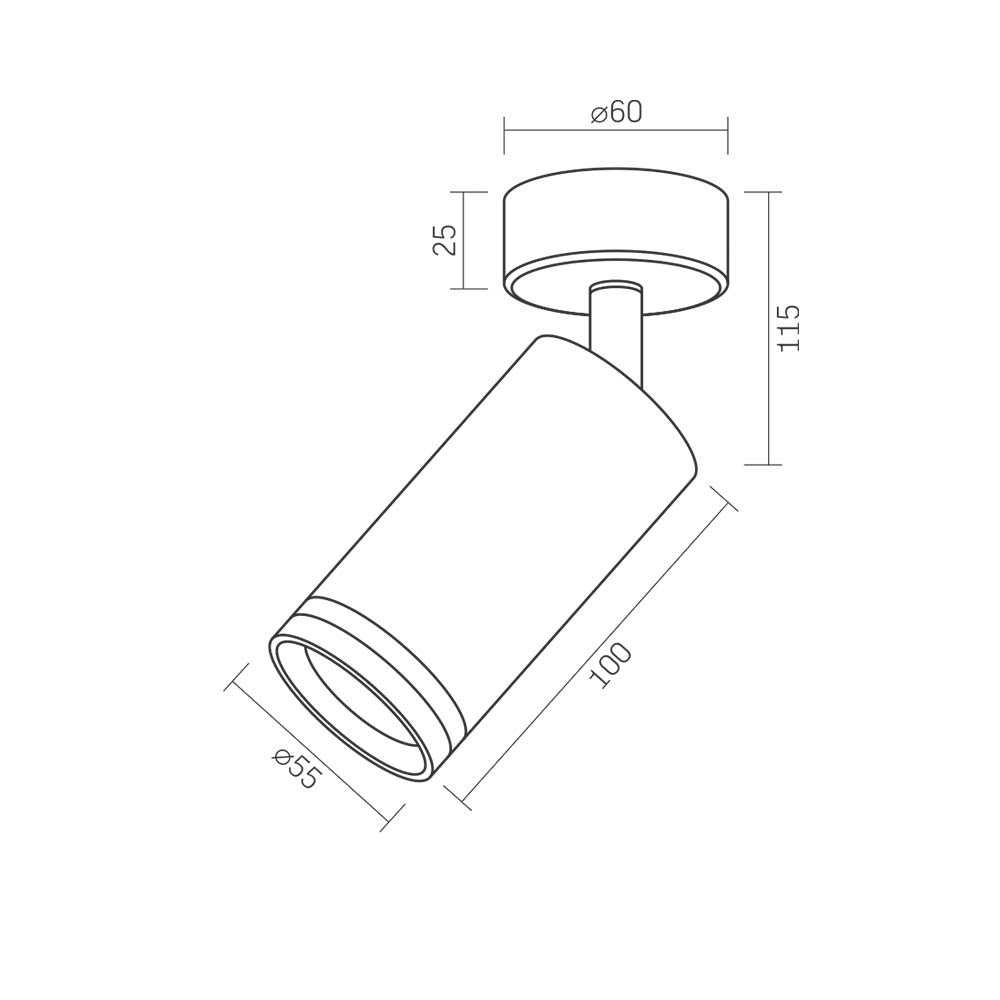 Точковий світильник накладний поворотний H-100 mm GU10  Black 240954-100003711