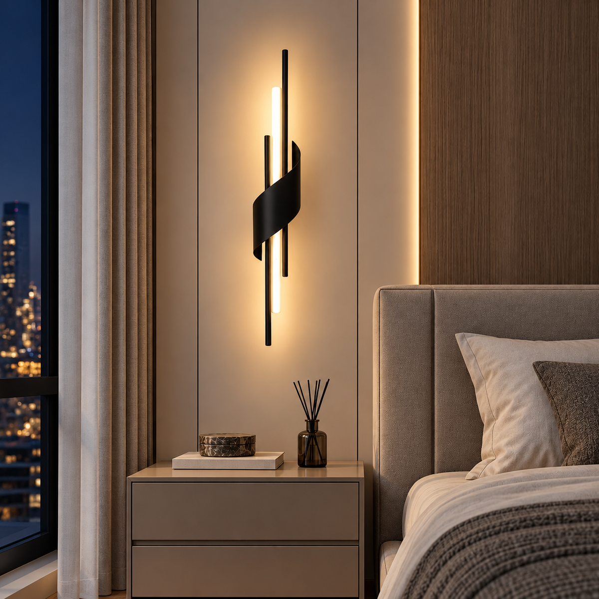 Настінний світильник чорний L-60 cm Led 6W 3000K-6000K Black Curl 261018-100009126