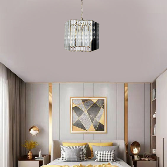 Люстра Кришталева Ланцюжок Crystal Six corners L-40 см 4*Е14 Gold + Transparent 230818-100002471