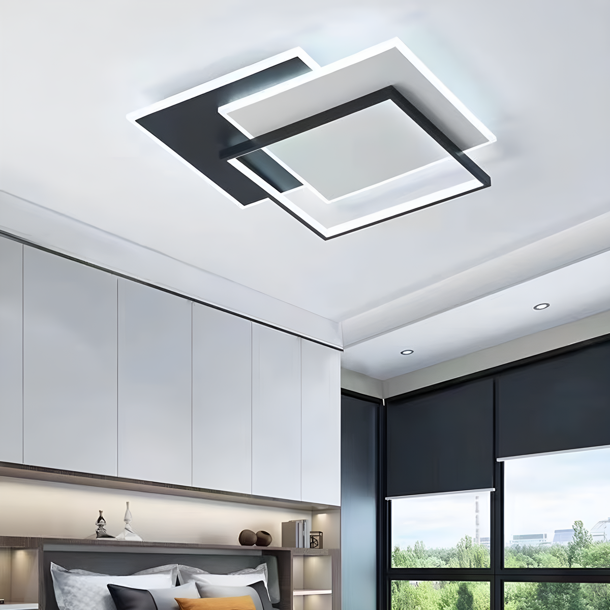 Стельовий світлодіодний світильник з пультом Geometry Black + White 74W LED 250431-100004616
