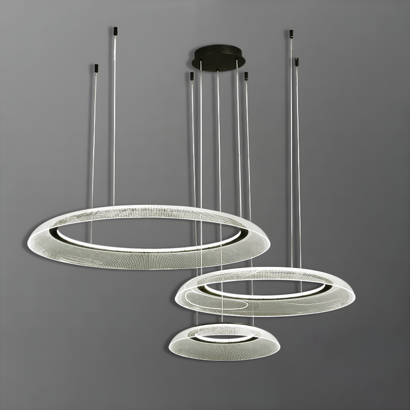 Підвісна люстра Circle Rings H-150 cm 169W Black + Clear 250435-100004311