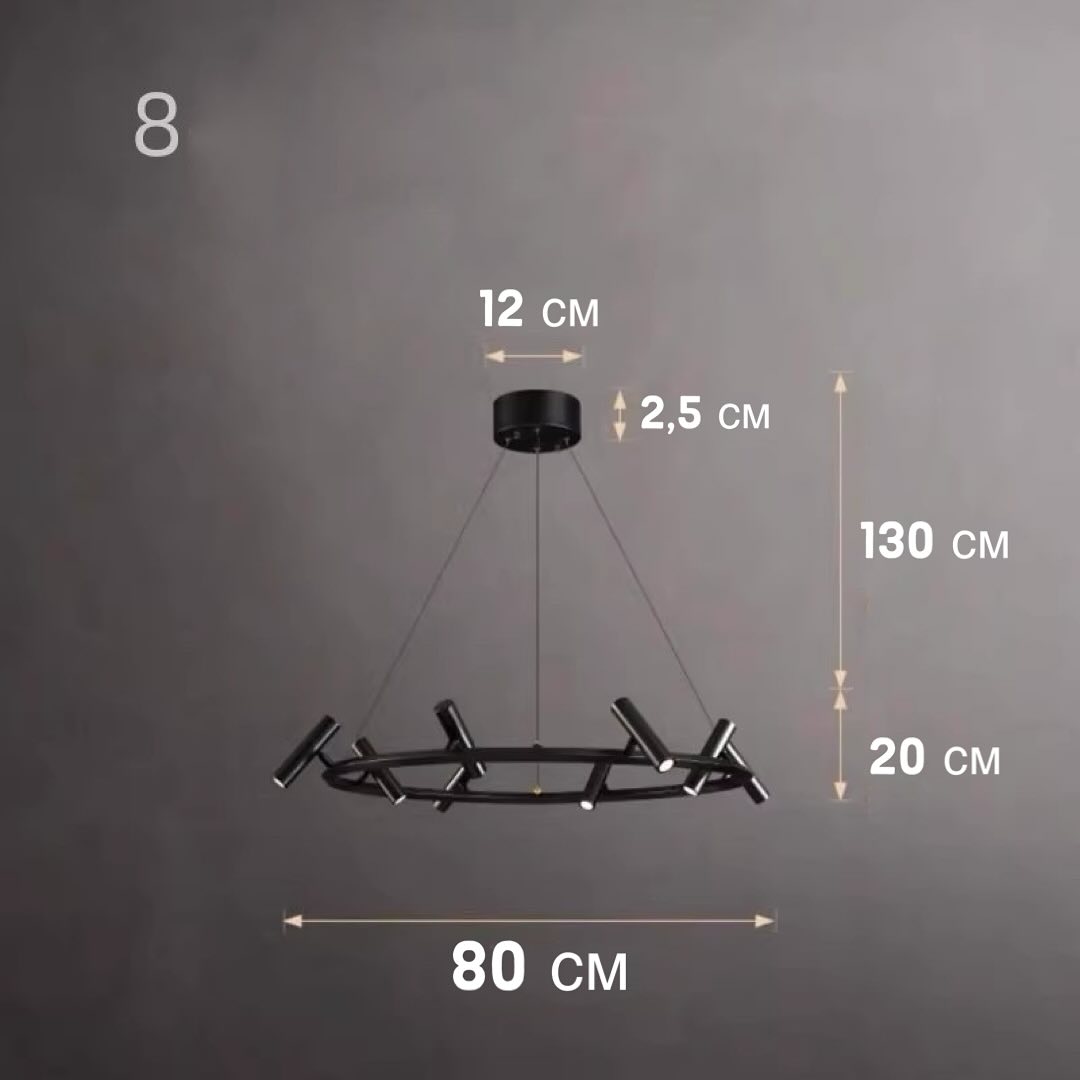 Підвісний світильник Люстра Pointer 4000K Black D-60 Led 18W / D-80 Led 28W / D-90 Led 35W 240518-100003307