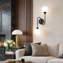 Настінний світильник чорний з двома білими плафонами H-57 cm E27 Black+White Graph 260319-100007695