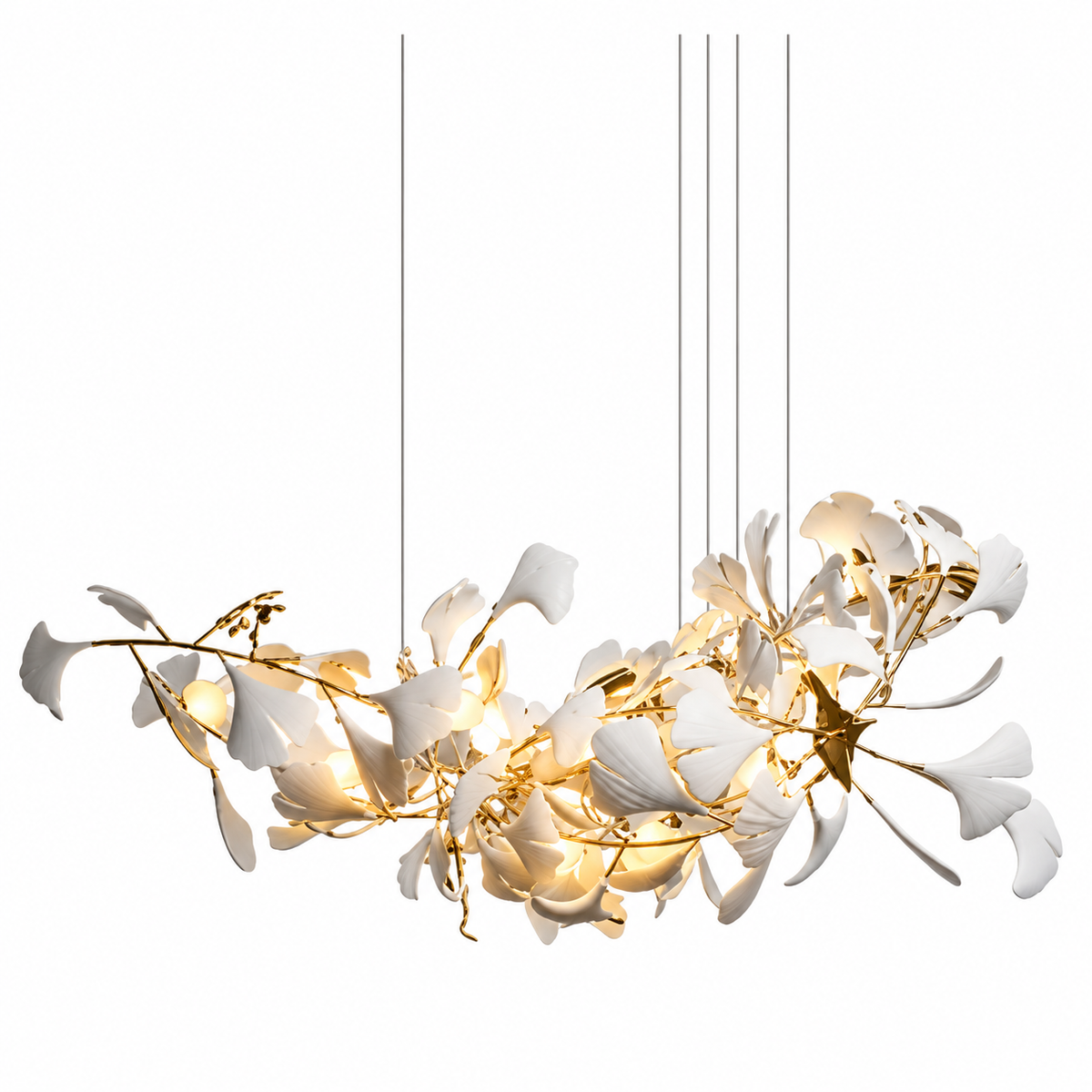 Підвісні люстри L-80 / 100 / 120 / 160 / 200 cm Led White+Gold Petals Flowers 260658-100008154