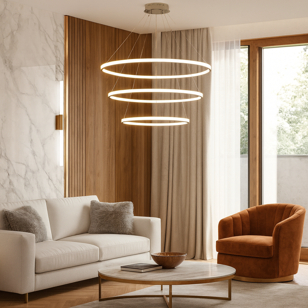 Люстра Rings Chrome з пультом 164W/130W 60+80+100 cm/40+60+80 cm 250431-100004625