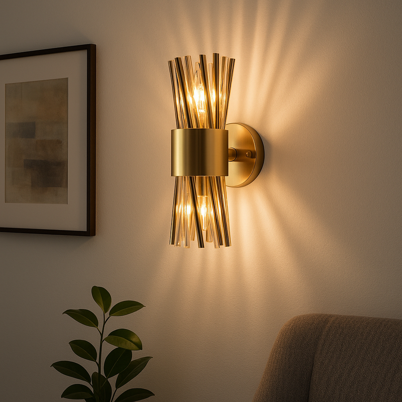 Настінний світильник Tube Shine H-35cm D-12cm Е14x2 Gold 250617-100005116