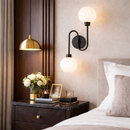 Настінний світильник чорний з двома білими плафонами H-57 cm E27 Black+White Graph 260319-100007695