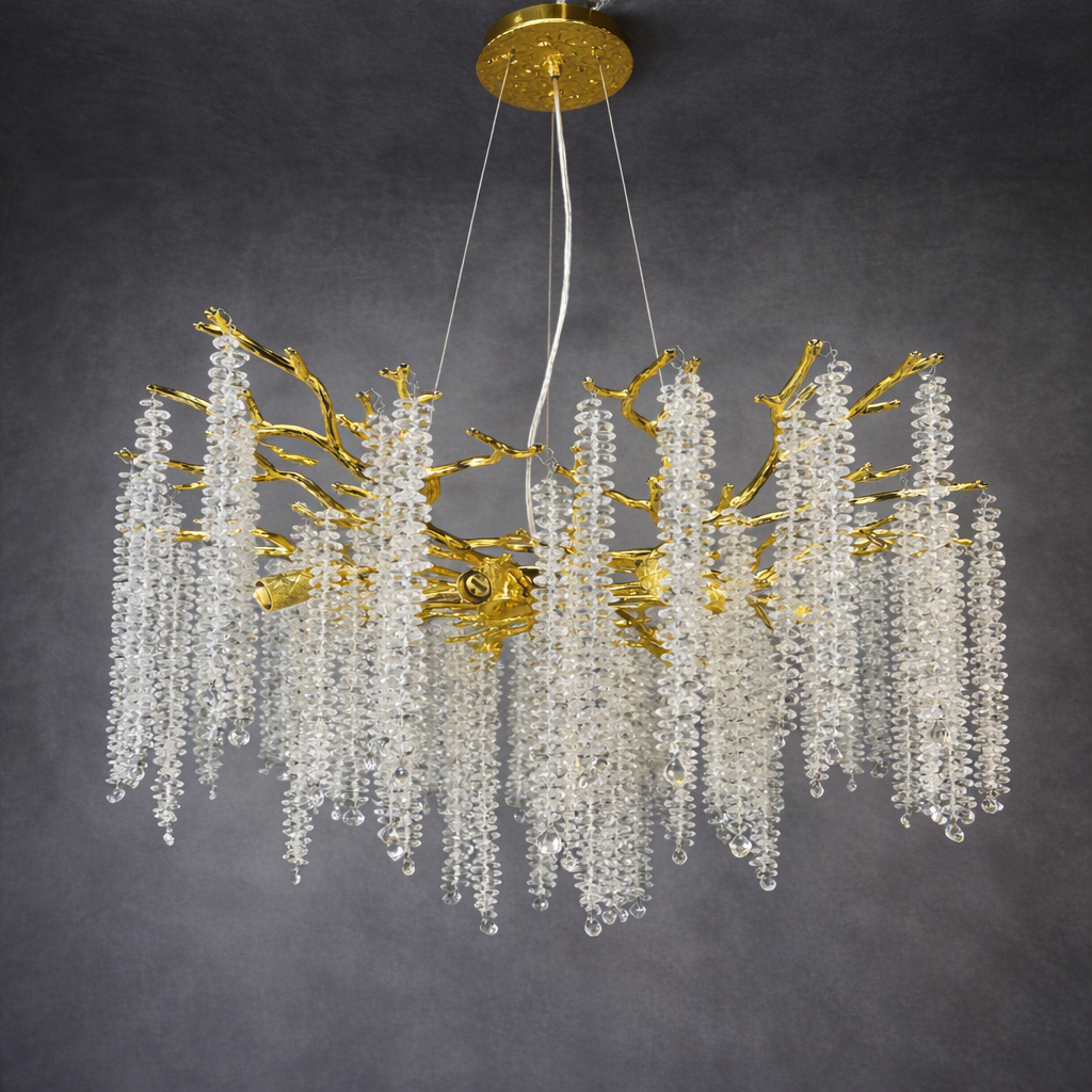 Люстра золота підвісна з плафоном каскадними пелюстками D-60 cm / D-80 cm Gold Bloom 260488-100007791