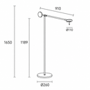 Торшер чорний з поворотним плафоном H-165 cm W-91 cm Led 10W 3000K Black Slim Groky 260866-100008549